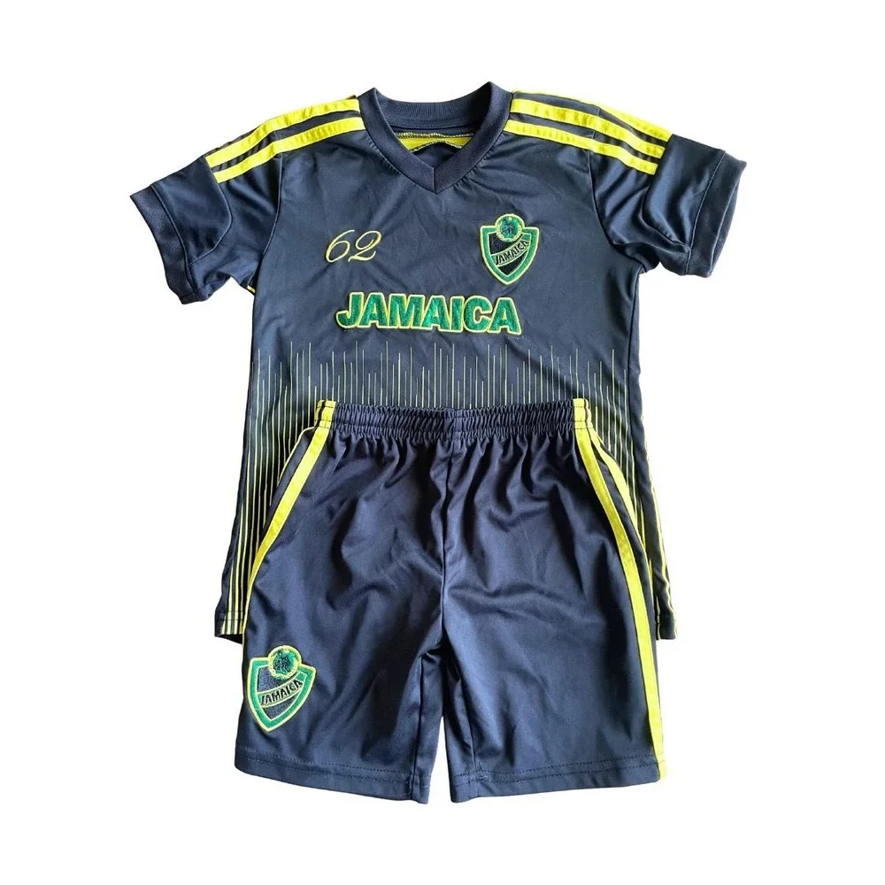 Jamaica Soccer Jersey & Shorts Set Youth Size 10-12 Black Green Yellow